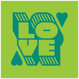 Love Teal on Lime Green 70x70 cm / 28x28″