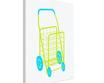 Lime Green Shopping Cart on Canvas