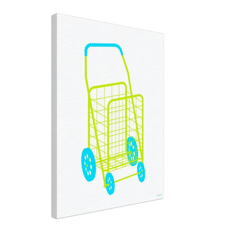Lime Green Shopping Cart on Canvas 45x60 cm / 18x24″