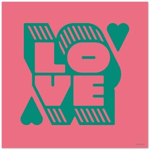 Love - Teal on Pink