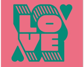 Love - Teal on Pink