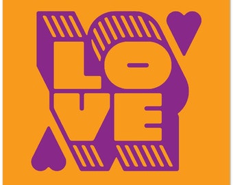 Love - Purple on Yellow