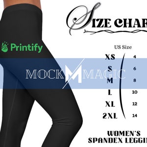 Size Chart for Printify's Women's Cut & Sew Casual Leggings, Printify All  over Print Size Chart, Size Chart, Printify Size Guide