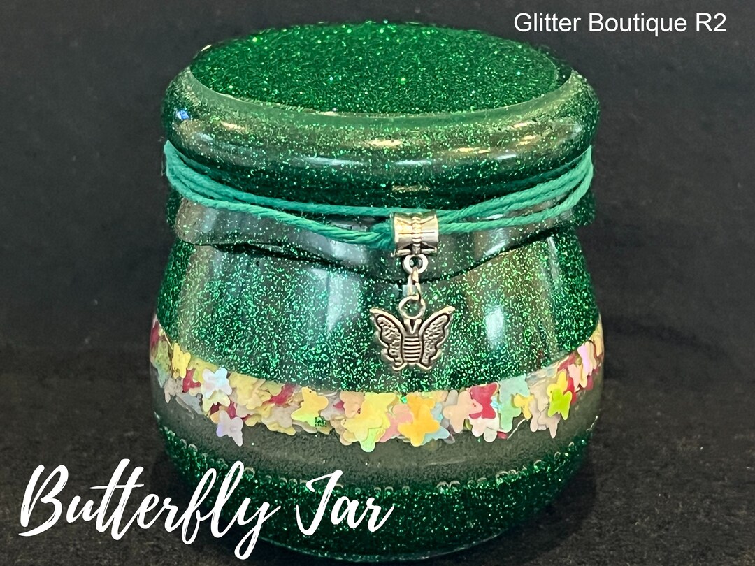 Butterfly Jar resin Jar With Beads Give as a Gift or Desk Etsy