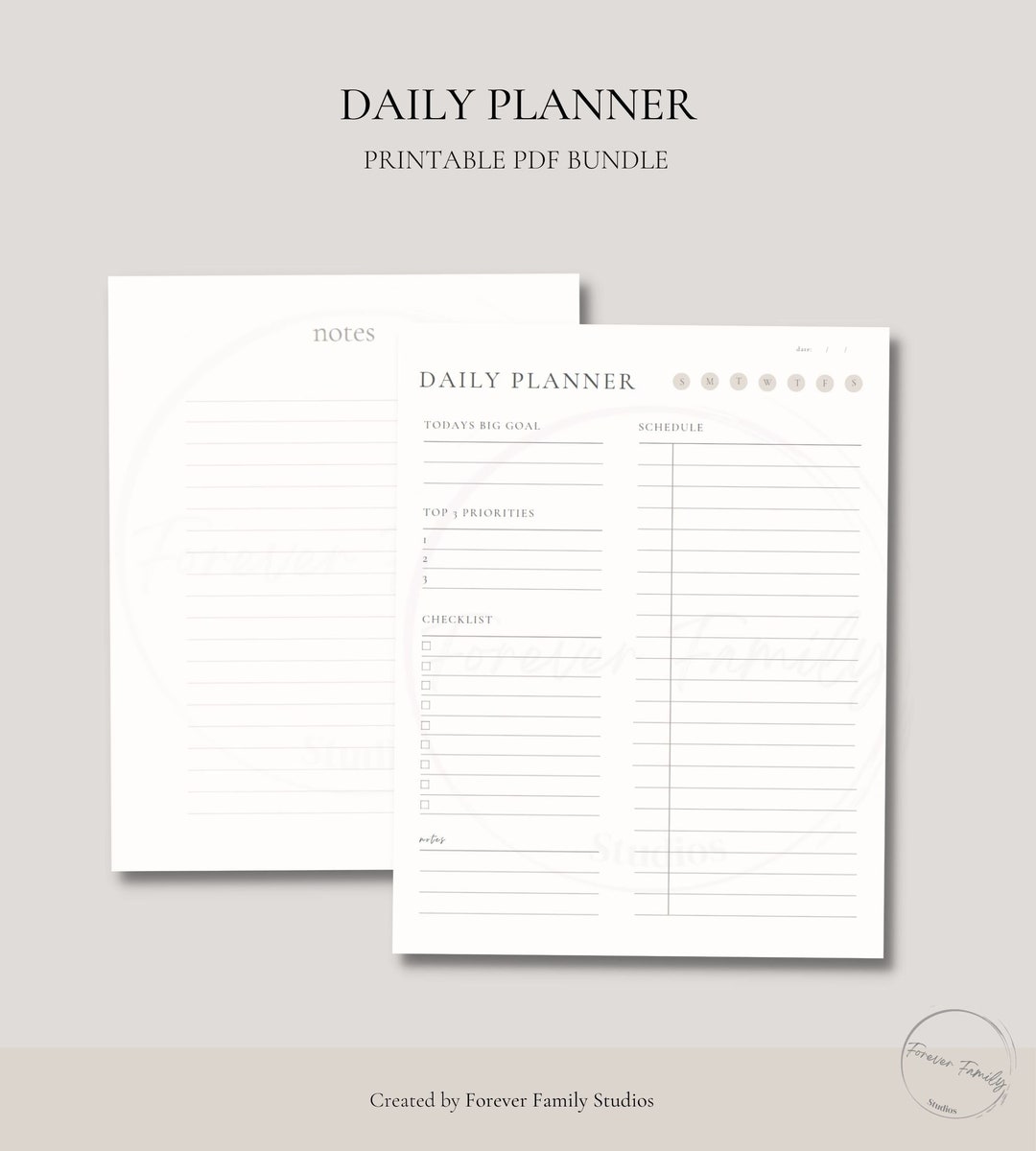 Digital Daily Planner, Goal Setting Sheet, Daily Journaling Printable
