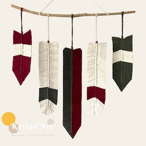Gestabiliseerde macramé veren wanddecoratie | Wanddecoratie | Boho-decoratie | Macramé-veren | Macraméblaadjes | Boheems