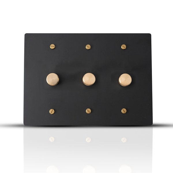 Rotary dimmer switch -  black brass wall plate