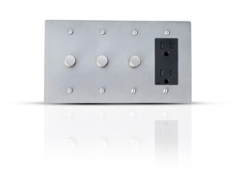 3 gang rotary dimmer & electrical outlet wall plate