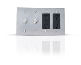 Rotary dimmer & electrical outlet combo 4 gang wall plate