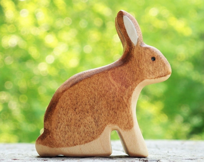 Waldorf Wooden Rabbit Toy Wooden Bunny Etsy