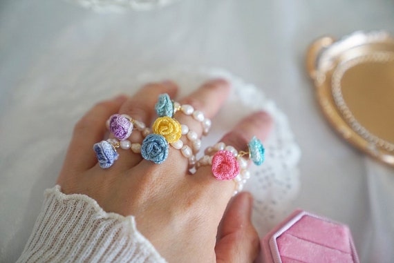 Bague perle baroque rose bague crochet perles d eau douce bague perle bague infini cadeaux pour elle cadeaux personnalises bijoux d ete Etsy France