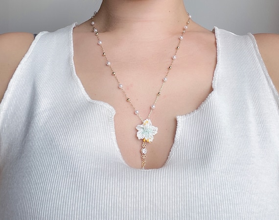 White Cherry Blossom Charms Necklace