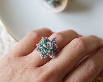 Succulents ring, Crochet jewellery, Mini plants, Plants Jewelry, Handmade jewelry, Best Gifts for mum, Easter gifts, Personalised gifts