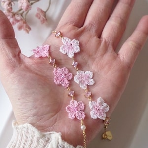 Sakura bracelets, Cherry blossom bracelets, Unique bracelet, Easter gifts, Minimalist bracelet, Pearl beaded bracelet, Gifts for her