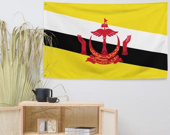 Brunei Flag, Double Sided Polyester Flag with Grommets, Indoor Outdoor Wall Decor, 3x5 ft National Flag Banner
