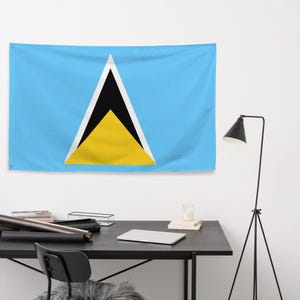 Saint Lucia Flag, Double Sided Polyester Flag with Grommets, Indoor Outdoor Wall Decor, 3x5 ft National Flag Banner