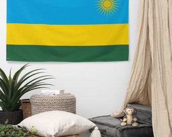 Rwanda Flag, Double-Sided Polyester, 3x5 ft National Banner, Indoor Outdoor Decor