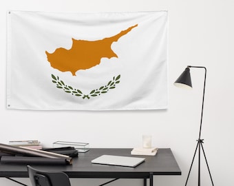 Bandera de Chipre, pancarta de poliéster de doble cara, ojales de 3 x 5 pies, decoración de pared para interiores y exteriores.
