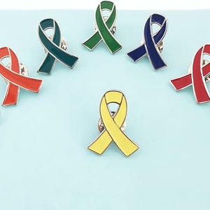 Vibrant Cancer Awareness Ribbon Enamel Pins – Support and Advocate for ...