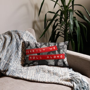 Musical Memories: Broadway-Inspired &#39;Merrily We Roll Along&#39; Throw Pillow