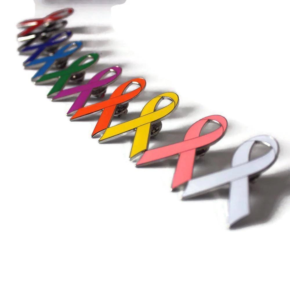 Vibrant Cancer Awareness Ribbon Enamel Pins – Support and Advocate for ...