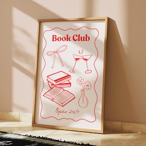 Vintage Book Club Wall Art - Digital Print for Book Lovers, Cozy Reading Nook Decor, Literary Gift