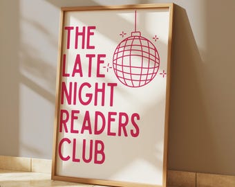 Late Night Readers Club Print: Cozy Book Nook Art (Digital Download)