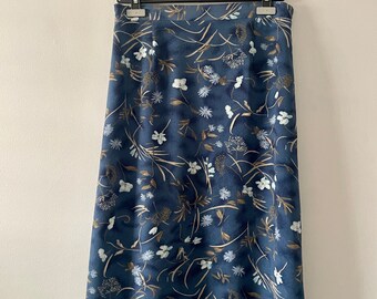 vintage 90's medium blue floral midi maxi skirt fairy whimsigoth