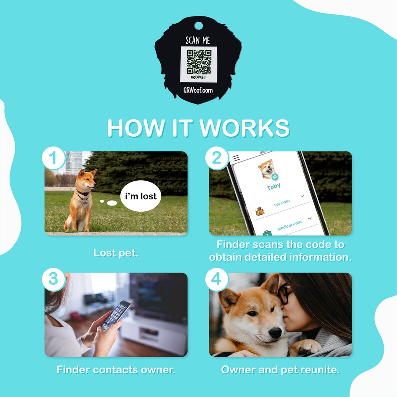 Dog ID Tag Cocker / QR Code Tag Keep Your Pet Safe Create Dog Profile