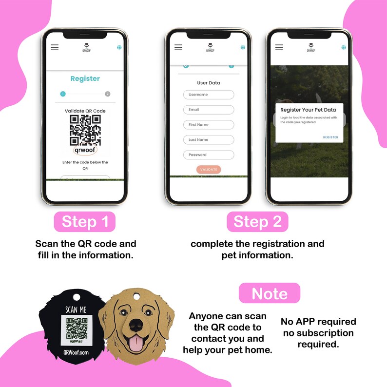 Dog ID Tag Cocker / QR Code Tag Keep Your Pet Safe Create Dog Profile