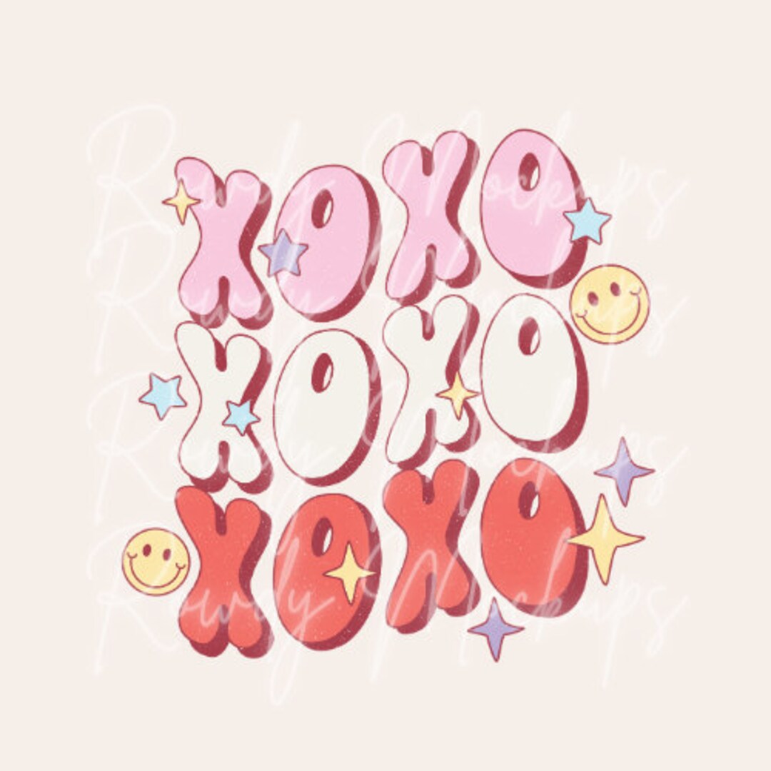 Valentines XOXO Smiley Face PNG Y2K Preppy - Etsy