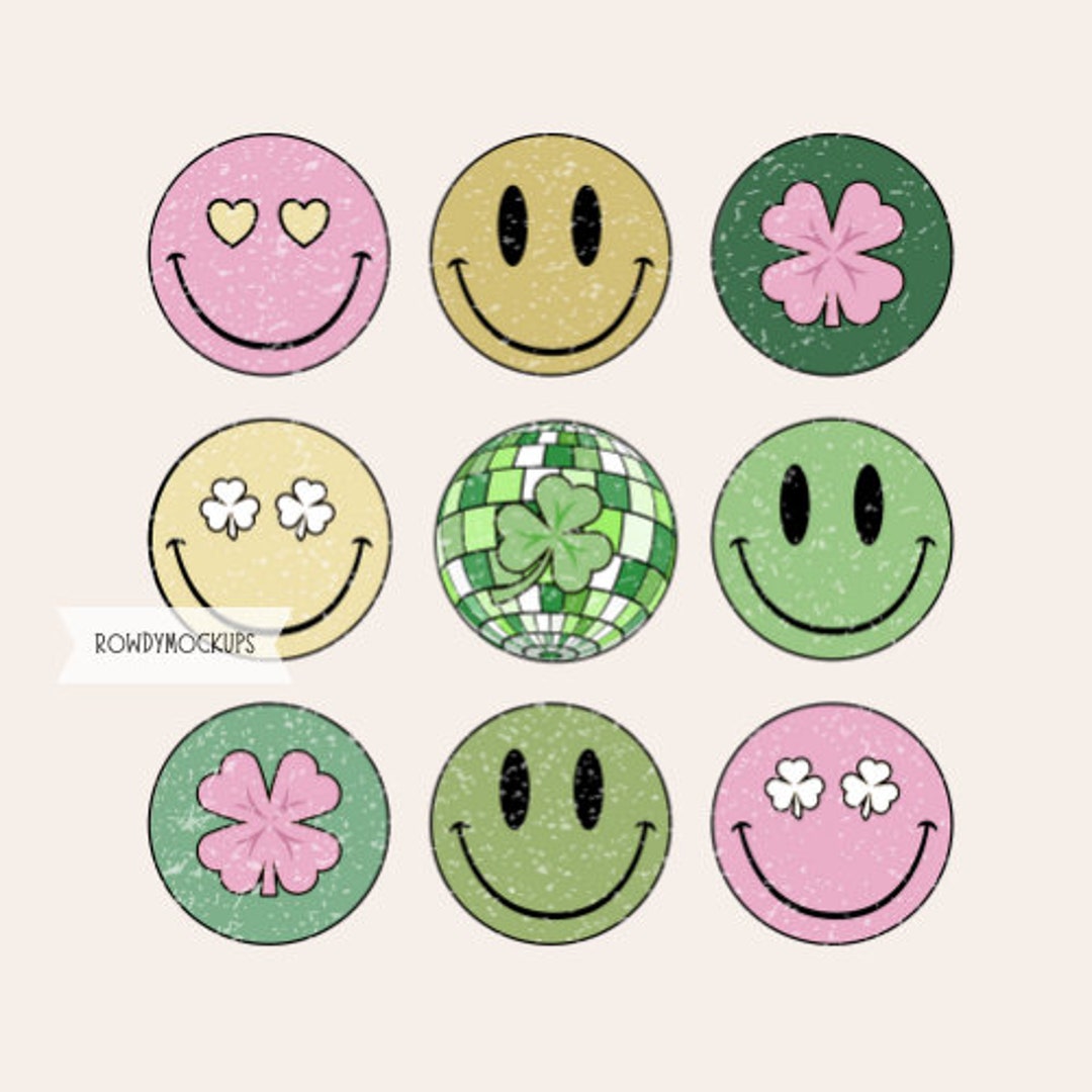 Funny Glitter St Patricks Smile Emoji Sublimation Download Png