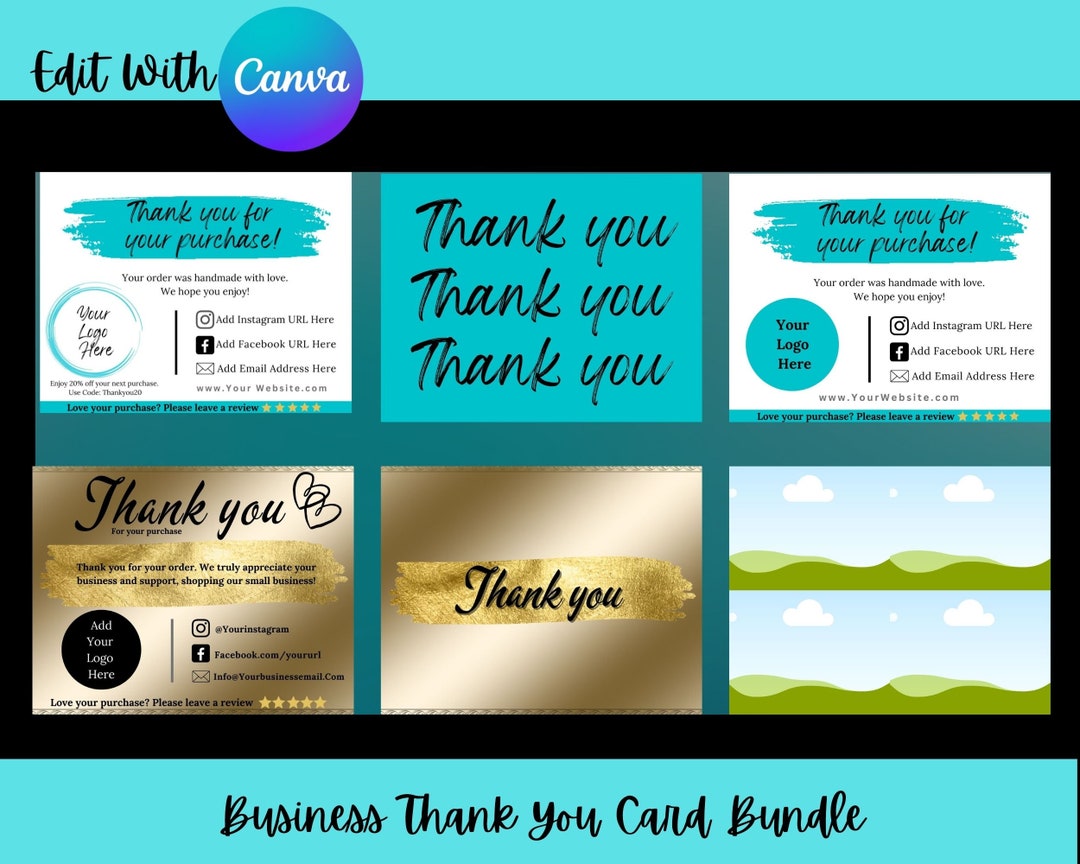 Thank You Card Template DIY Small Business Thank You Cards - Etsy