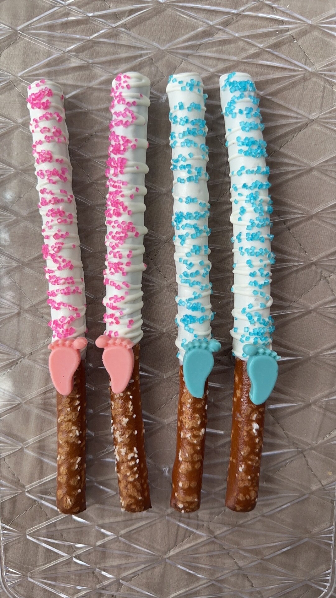 Gender Reveal Party Baby Shower Cake Table Dessert Favors Blue Pink