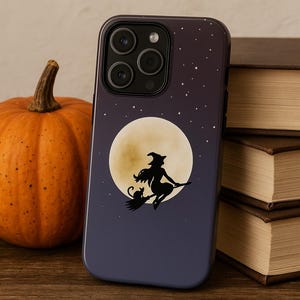 Magical Witch Phone Case, Witchy Aesthetic, Spooky Cat Moon, Fall Aesthetic 16 Pro Case Tough Cases, Halloween Phone Cover