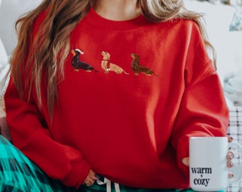 Dachshund Christmas Sweatshirt, Christmas Sweatshirt, Dachshund Sweatshirt, Doxie Gift, Xmas Dachshund Sweatshirt, Dachshund Santa