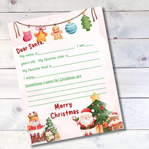 Letter To Santa Printable Easy To Print Letter To Santa Letter Instant Download To Santa Template Letter To Santa