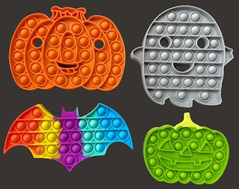 Halloween Pop It Fidget Toys: Bat, Ghost, Pumpkins - Party Favors