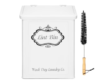 White Magnetic Lint Bin With Lint Brush Metal Lint Bin Magnetic Lint Bin With Lid Practical Gifts For Mom Laundry Room Storage Organization