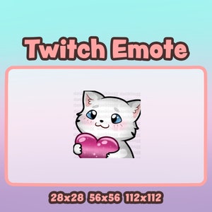 Cute Cat Twitch Emote | Love | White | Cute Kitty Cat | Kitten