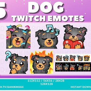 5 Cute Dog Twitch Emotes | Rottweiler | Emote Pack | Puppy