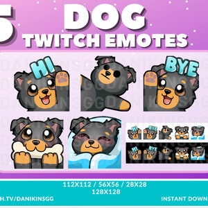 5 Cute Dog Twitch Emotes | Rottweiler | Emote Pack | Puppy