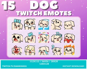 15 Cute Dog Twitch Emotes | Golden Retriever | Emote Pack | Puppy