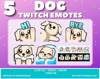 5 Cute Dog Twitch Emotes | Golden Retriever | Emote Pack | Puppy