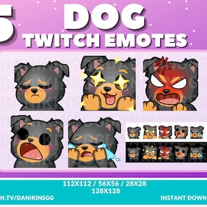 5 Cute Dog Twitch Emotes | Rottweiler | Emote Pack | Puppy