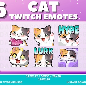 6 Cute Cat Twitch Emotes | Calico | Cute Kitty Cat | Kitten