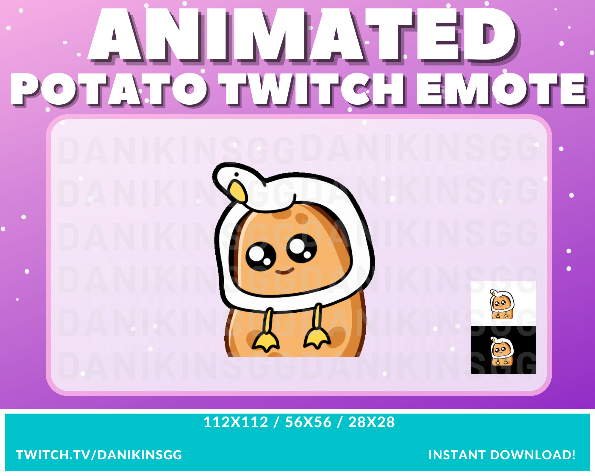 ANIMATED POTATO WIGGLE Twitch Emote | Potato Emote | Kawaii Potato | Wiggle Emote