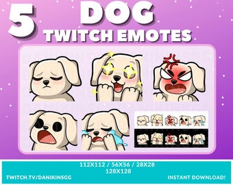 5 Cute Dog Twitch Emotes | Golden Retriever | Emote Pack | Puppy