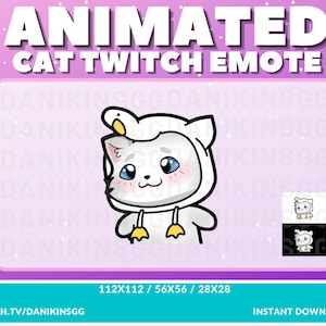 GEANIMEERDE KAT WIGGLE Twitch Emote | Witte Kat | Schattig Kitty Cat | Wiebel Emote