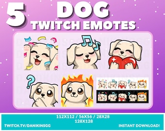 5 Cute Dog Twitch Emotes | Golden Retriever | Emote Pack | Puppy